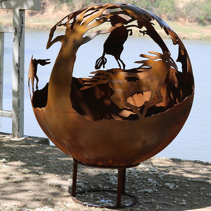 corten steel fire sphere