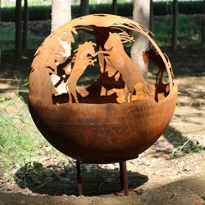 outdoor wood burning flaming ball