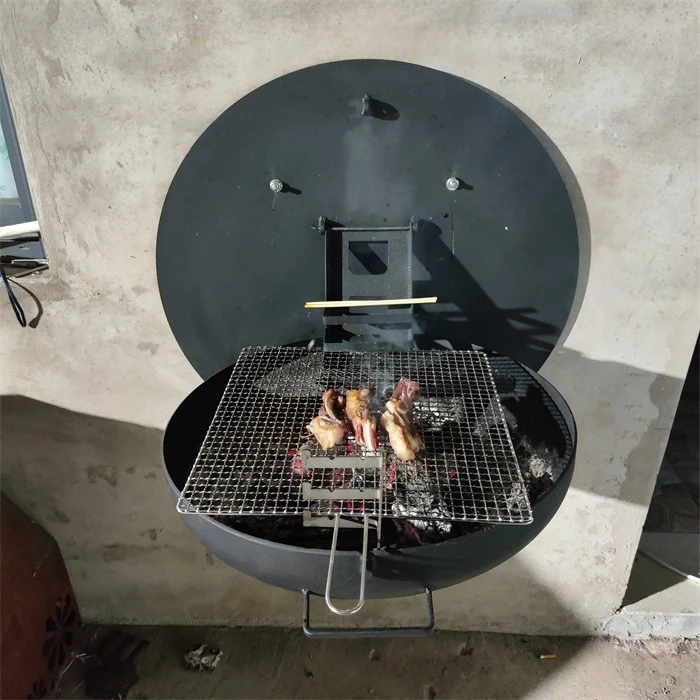 Black Color Circle Shape Steel Bbq Grill