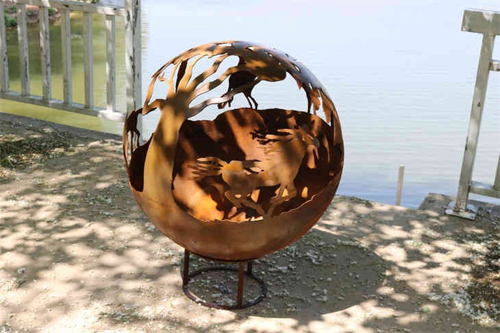 Corten Steel Outdoor Sphere Sculpture Fire Pits factory